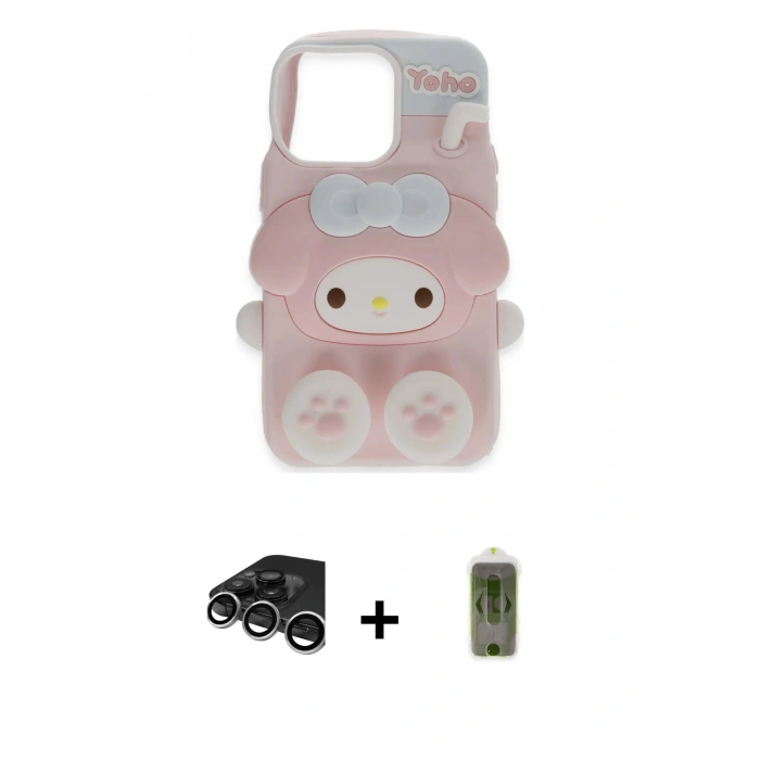 MARSİLYAN™- iPhone 15 Pro Max Kılıf Akış Yansıma - Siyah Joko Magic 5D Hayalet Cam + Raze Metal Kamera Lens - GS