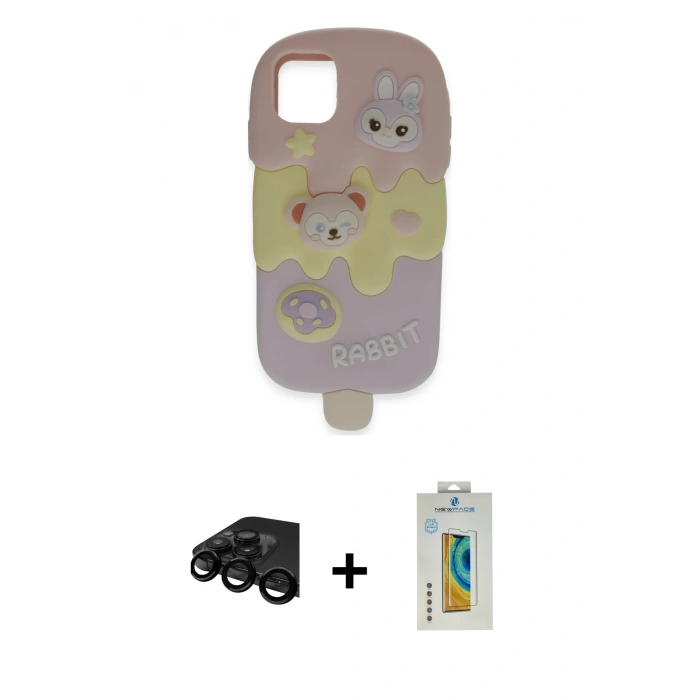 MARSİLYAN™- iPhone 15 Pro Max Kılıf Akış Yansıma - Siyah Polymer Nano Ekran Koruyucu + Raze Metal Kamera Lens - SH