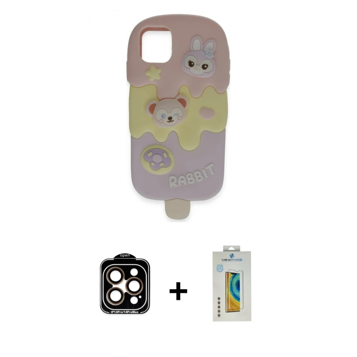 MARSİLYAN™- iPhone 15 Pro Max Kılıf Akış Yansıma - Siyah Polymer Nano Ekran Koruyucu + PVD Metal Kamera Lens - TU