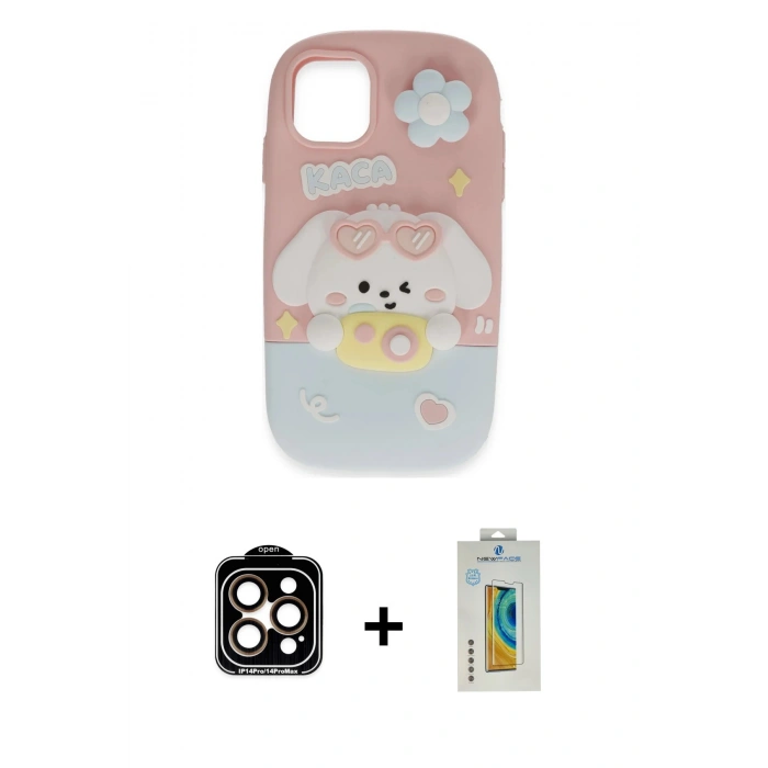 MARSİLYAN™- iPhone 15 Pro Max Kılıf Akış Yansıma - Siyah Polymer Nano Ekran Koruyucu + PVD Metal Kamera Lens - TU