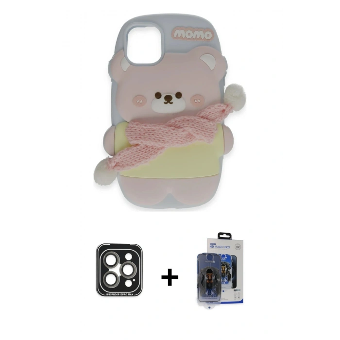 MARSİLYAN™- iPhone 15 Pro Max Kılıf Akış Yansıma - Siyah Vanessa Magic Cam + PVD Metal Kamera Lens - GI