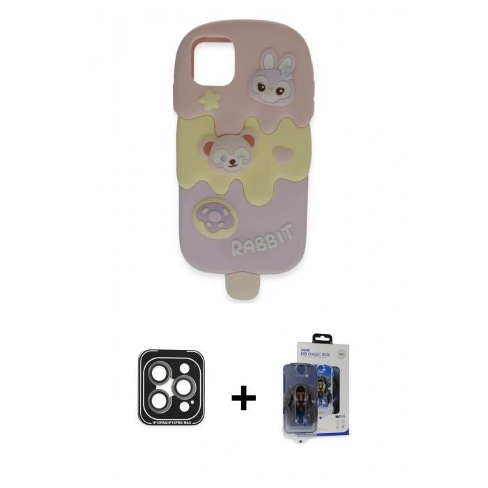 MARSİLYAN™- iPhone 15 Pro Max Kılıf Akış Yansıma - Siyah Vanessa Magic Cam + PVD Metal Kamera Lens - GI