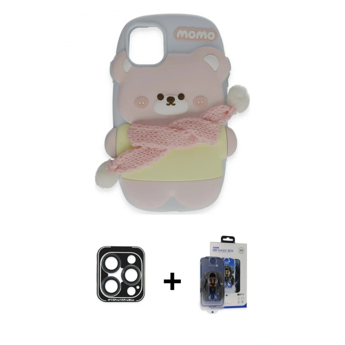 MARSİLYAN™- iPhone 15 Pro Max Kılıf Akış Yansıma - Siyah Vanessa Magic Cam + PVD Metal Kamera Lens - LT