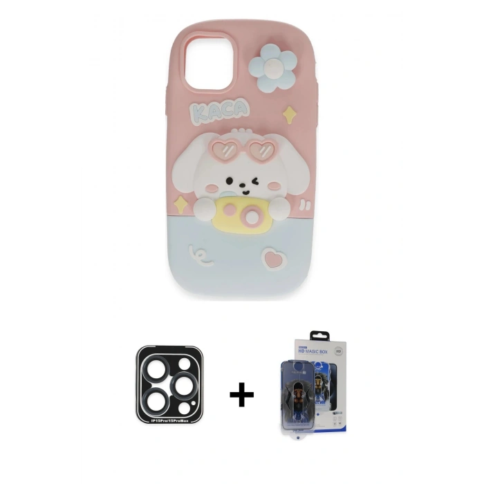 MARSİLYAN™- iPhone 15 Pro Max Kılıf Akış Yansıma - Siyah Vanessa Magic Cam + PVD Metal Kamera Lens - LT