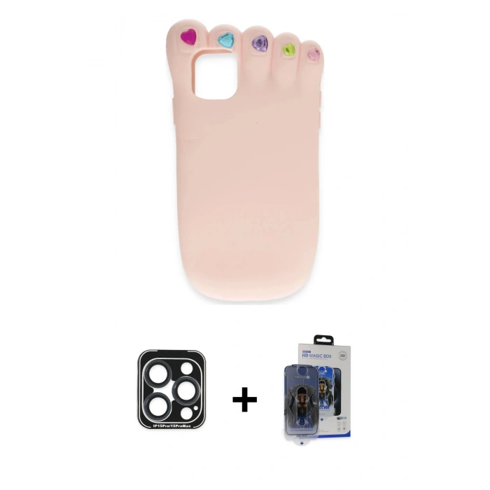 MARSİLYAN™- iPhone 15 Pro Max Kılıf Akış Yansıma - Siyah Vanessa Magic Cam + PVD Metal Kamera Lens - LT