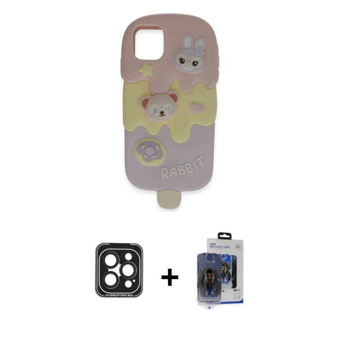 MARSİLYAN™- iPhone 15 Pro Max Kılıf Akış Yansıma - Siyah Vanessa Magic Cam + PVD Metal Kamera Lens - SH
