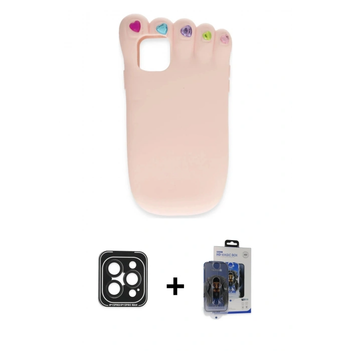 MARSİLYAN™- iPhone 15 Pro Max Kılıf Akış Yansıma - Siyah Vanessa Magic Cam + PVD Metal Kamera Lens - SH