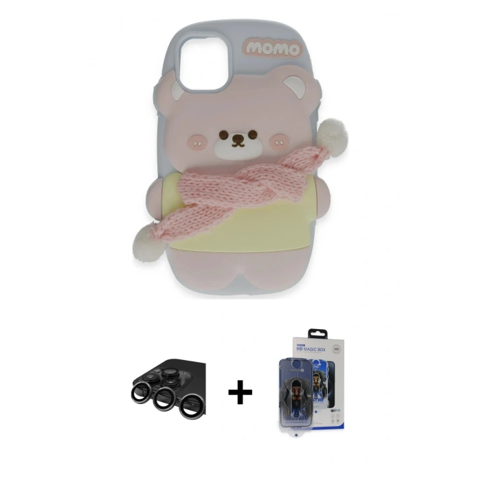 MARSİLYAN™- iPhone 15 Pro Max Kılıf Akış Yansıma - Siyah Vanessa Magic Cam + Raze Metal Kamera Lens - TMGI