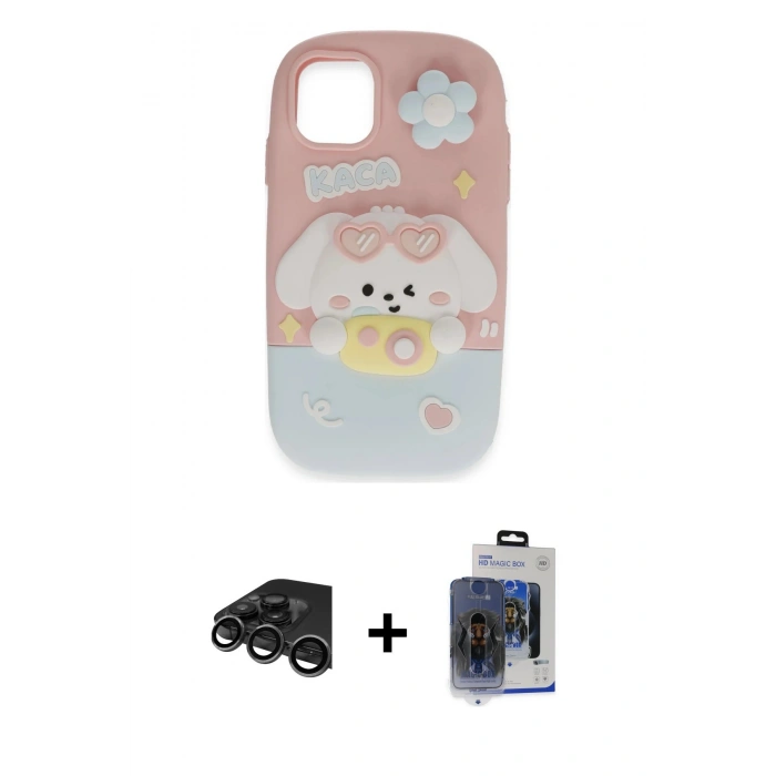 MARSİLYAN™- iPhone 15 Pro Max Kılıf Akış Yansıma - Siyah Vanessa Magic Cam + Raze Metal Kamera Lens - TMGI