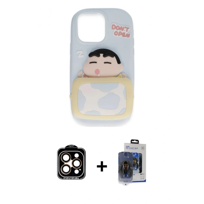 MARSİLYAN™- iPhone 15 Pro Max Kılıf Akış Yansıma - Siyah Vanessa Magic Cam + PVD Metal Kamera Lens - TU