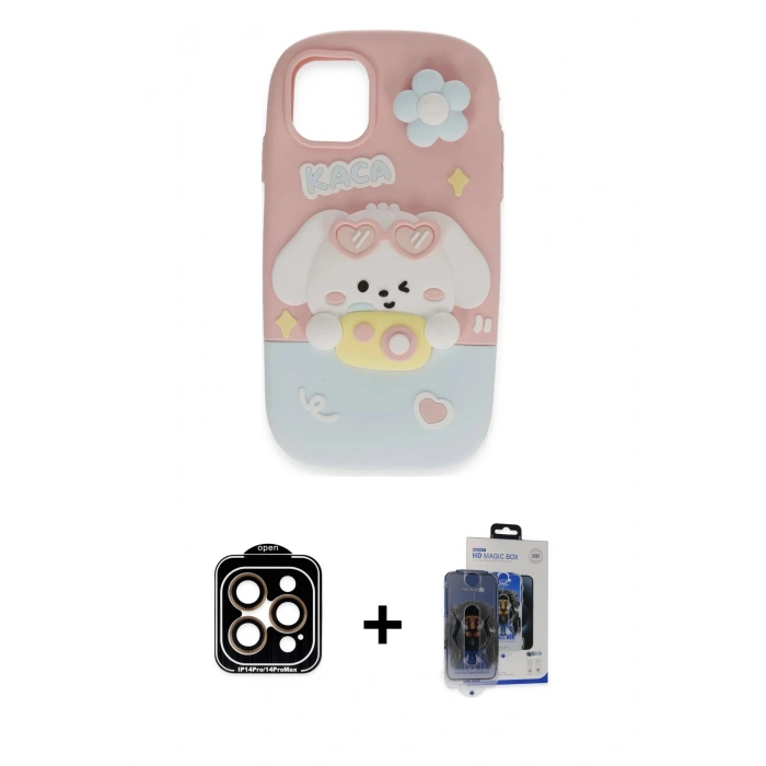 MARSİLYAN™- iPhone 15 Pro Max Kılıf Akış Yansıma - Siyah Vanessa Magic Cam + PVD Metal Kamera Lens - TU