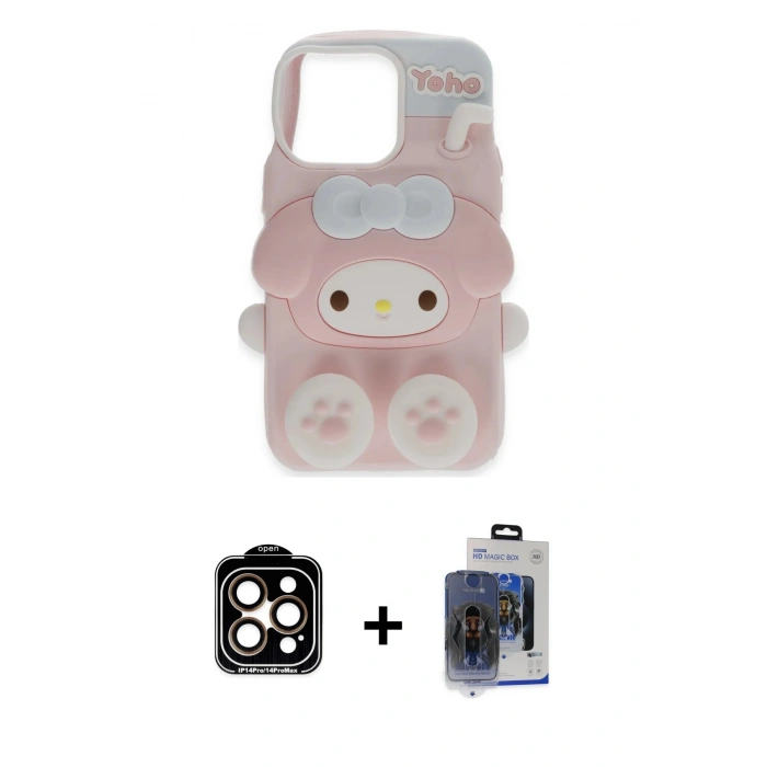 MARSİLYAN™- iPhone 15 Pro Max Kılıf Akış Yansıma - Siyah Vanessa Magic Cam + PVD Metal Kamera Lens - TU