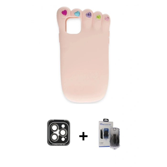 MARSİLYAN™- iPhone 15 Pro Max Kılıf Akış Yansıma - Siyah Vanessa Magic Hayalet Cam + PVD Metal Kamera Lens - GI