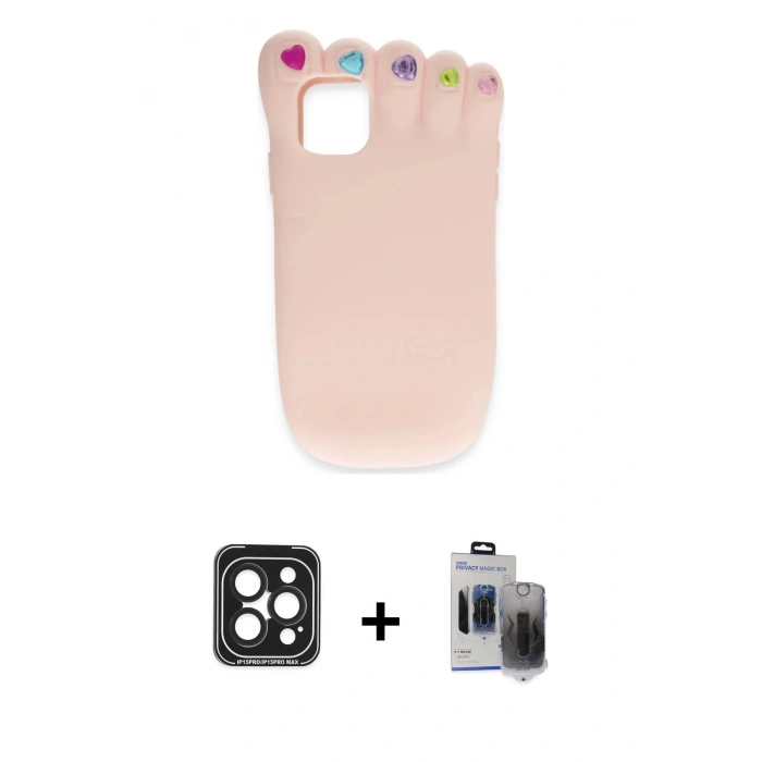 MARSİLYAN™- iPhone 15 Pro Max Kılıf Akış Yansıma - Siyah Vanessa Magic Hayalet Cam + PVD Metal Kamera Lens - SH