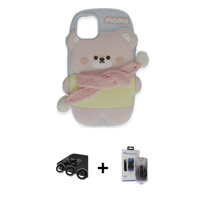 MARSİLYAN™- iPhone 15 Pro Max Kılıf Akış Yansıma - Siyah Vanessa Magic Hayalet Cam + Raze Metal Kamera Lens - TMGI