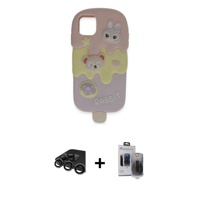 MARSİLYAN™- iPhone 15 Pro Max Kılıf Akış Yansıma - Siyah Vanessa Magic Hayalet Cam + Raze Metal Kamera Lens - TMGI
