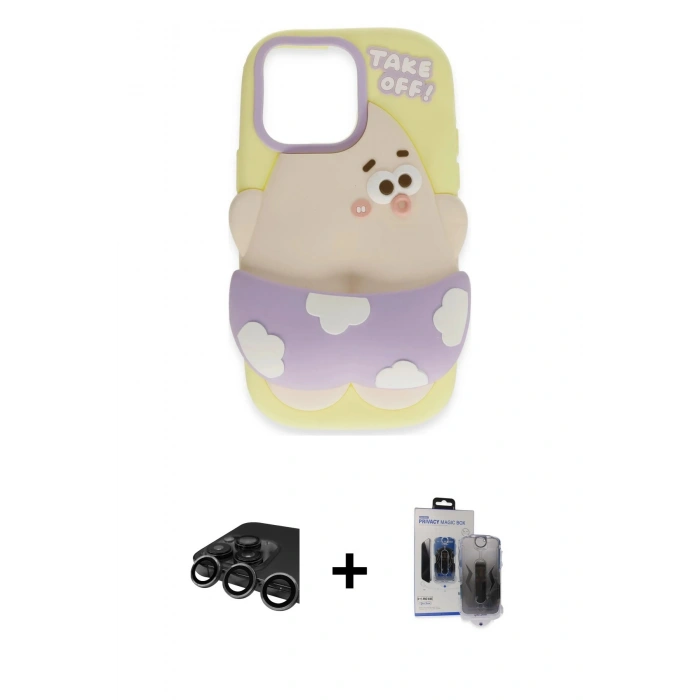 MARSİLYAN™- iPhone 15 Pro Max Kılıf Akış Yansıma - Siyah Vanessa Magic Hayalet Cam + Raze Metal Kamera Lens - TMGI