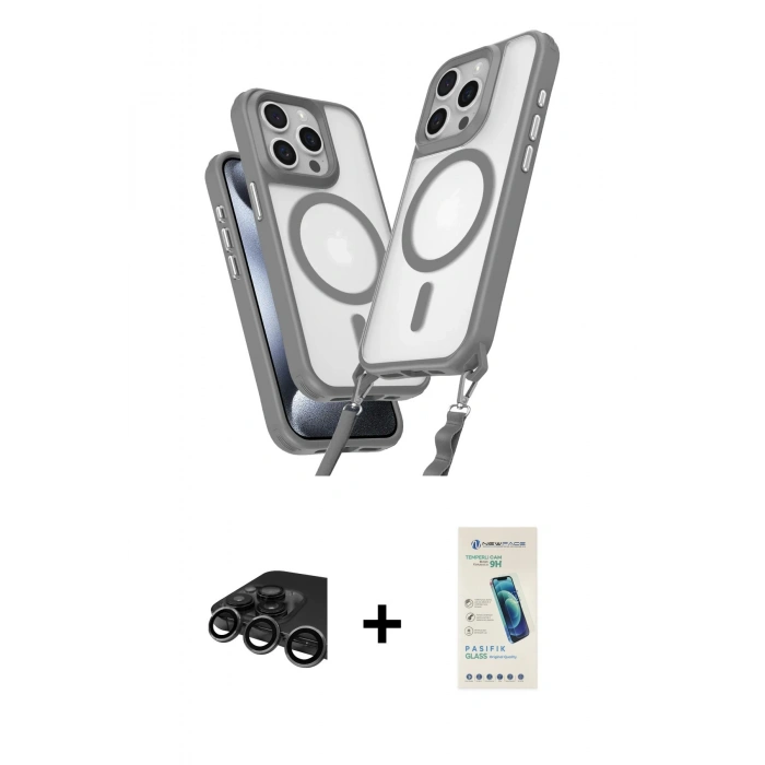 MARSİLYAN™- iPhone 15 Pro Max Kılıf Atlas Doku Koleksiyonu - Şeffaf Pasifik Cam Ekran Koruyucu + Raze Metal Kamera Lens - TMGI