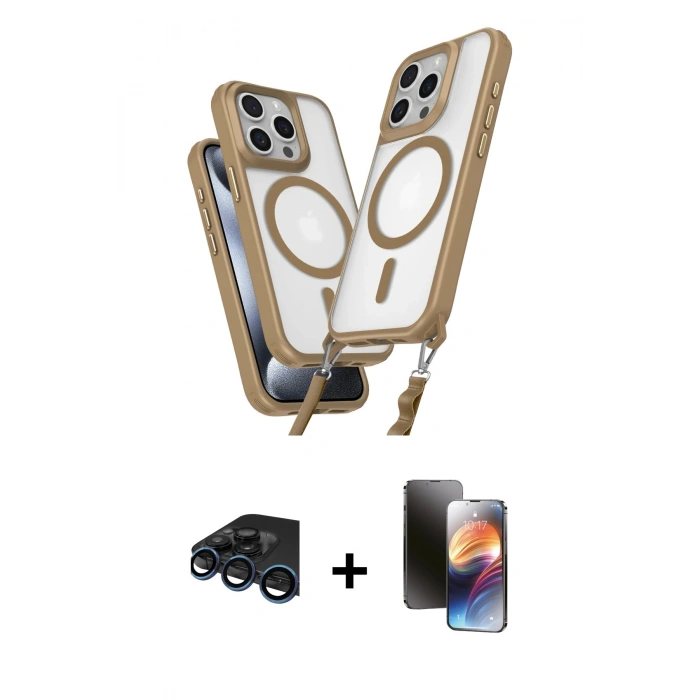 MARSİLYAN™- iPhone 15 Pro Max Kılıf Atlas Doku Koleksiyonu - Siyah 3D Antistatik Mat Seramik Nano Ekran Koruyucu + Raze Metal Kamera Lens - LT