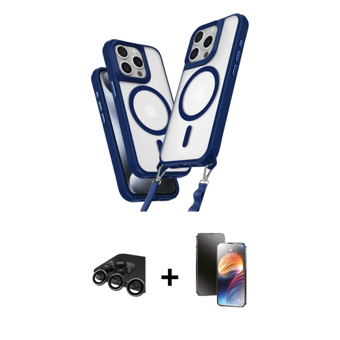 MARSİLYAN™- iPhone 15 Pro Max Kılıf Atlas Doku Koleksiyonu - Siyah 3D Antistatik Mat Seramik Nano Ekran Koruyucu + Raze Metal Kamera Lens - TMGI