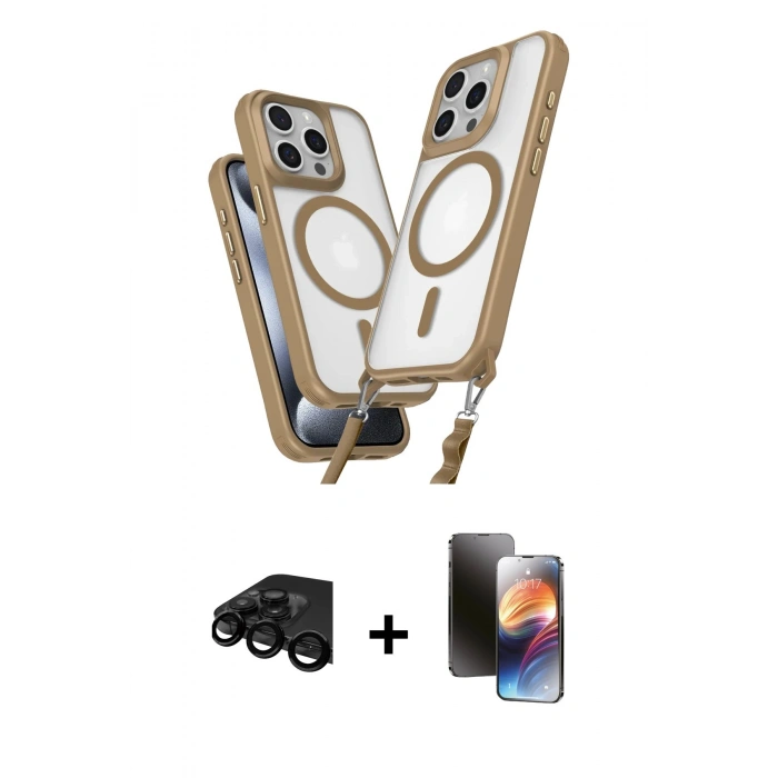 MARSİLYAN™- iPhone 15 Pro Max Kılıf Atlas Doku Koleksiyonu - Siyah 3D Antistatik Mat Seramik Nano Ekran Koruyucu + Raze Metal Kamera Lens - SH