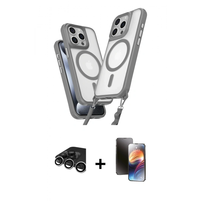 MARSİLYAN™- iPhone 15 Pro Max Kılıf Atlas Doku Koleksiyonu - Siyah 3D Antistatik Mat Seramik Nano Ekran Koruyucu + Raze Metal Kamera Lens - GS