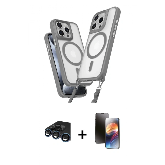 MARSİLYAN™- iPhone 15 Pro Max Kılıf Atlas Doku Koleksiyonu - Siyah 3D Antistatik Mat Seramik Nano Ekran Koruyucu + Raze Metal Kamera Lens - LT