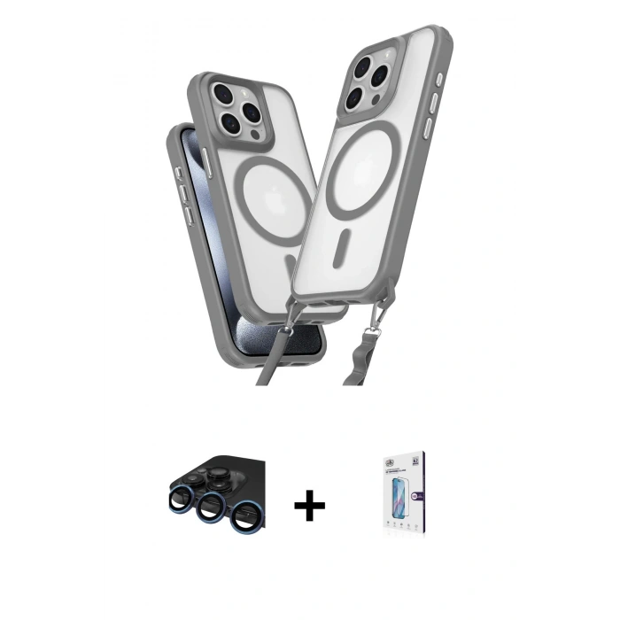 MARSİLYAN™- iPhone 15 Pro Max Kılıf Atlas Doku Koleksiyonu - Siyah Bilvis 0.18mm Plus Cam Ekran Koruyucu + Raze Metal Kamera Lens - LT
