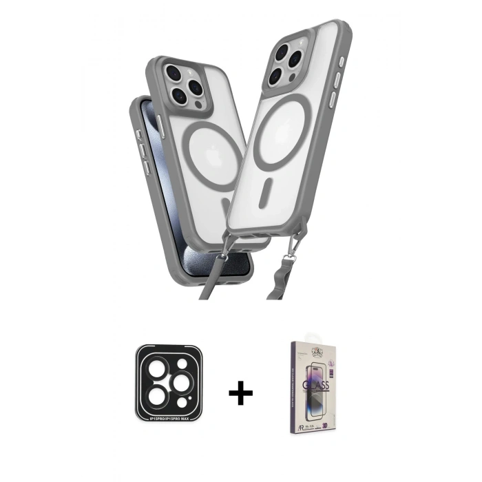 MARSİLYAN™- iPhone 15 Pro Max Kılıf Atlas Doku Koleksiyonu - Siyah Bilvis 3D Cam Ekran Koruyucu + PVD Metal Kamera Lens - SH
