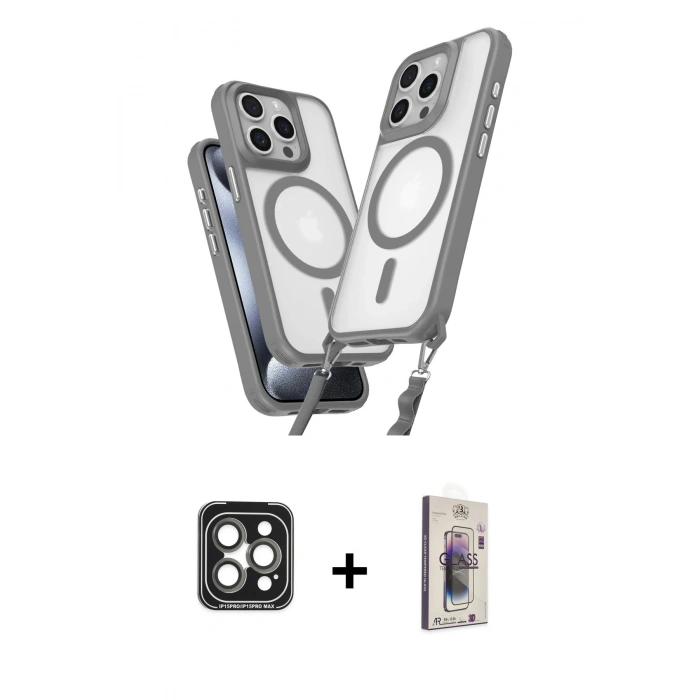 MARSİLYAN™- iPhone 15 Pro Max Kılıf Atlas Doku Koleksiyonu - Siyah Bilvis 3D Cam Ekran Koruyucu + PVD Metal Kamera Lens - GI