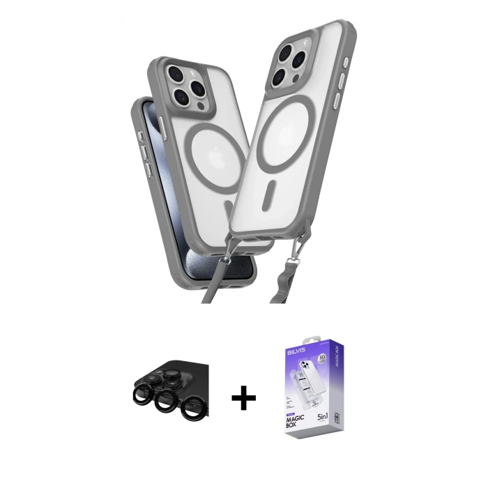 MARSİLYAN™- iPhone 15 Pro Max Kılıf Atlas Doku Koleksiyonu - Siyah Bilvis 5in1 3D Magic Cam Ekran Koruyucu + Siyah Raze Metal Kamera Lens