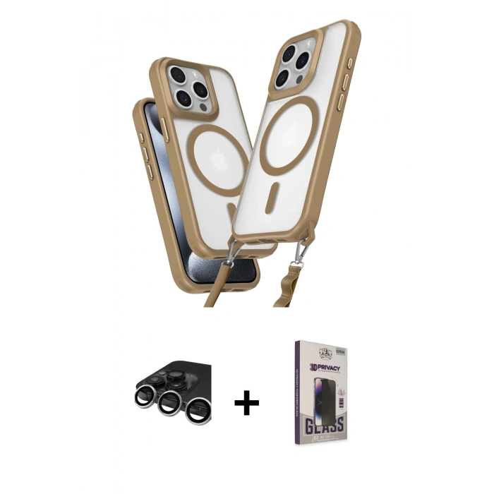 MARSİLYAN™- iPhone 15 Pro Max Kılıf Atlas Doku Koleksiyonu - Siyah Bilvis Hayalet Cam Ekran Koruyucu + Raze Metal Kamera Lens - GS