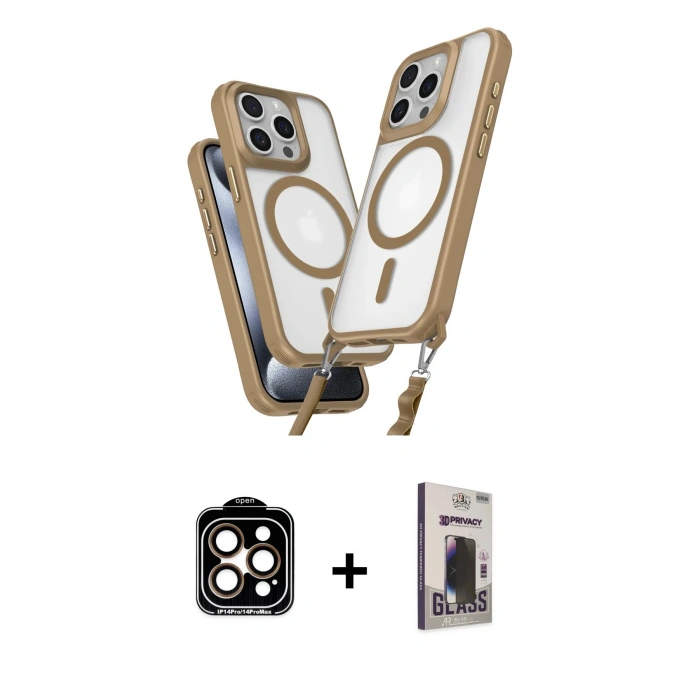MARSİLYAN™- iPhone 15 Pro Max Kılıf Atlas Doku Koleksiyonu - Siyah Bilvis Hayalet Cam Ekran Koruyucu + PVD Metal Kamera Lens - TU