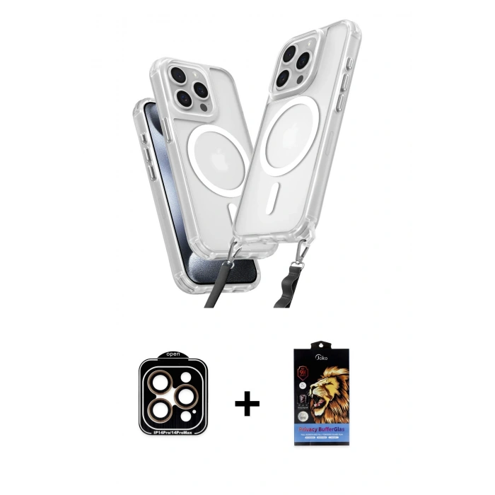 MARSİLYAN™- iPhone 15 Pro Max Kılıf Atlas Doku Koleksiyonu - Siyah Buffer Hayalet Cam Ekran Koruyucu + PVD Metal Kamera Lens - TU