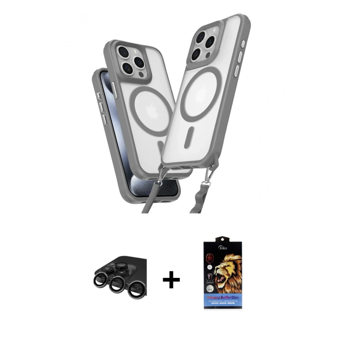 MARSİLYAN™- iPhone 15 Pro Max Kılıf Atlas Doku Koleksiyonu - Siyah Buffer Hayalet Cam Ekran Koruyucu + Raze Metal Kamera Lens - TMGI