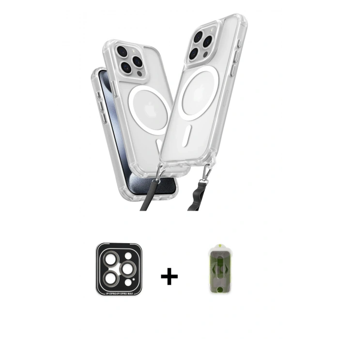 MARSİLYAN™- iPhone 15 Pro Max Kılıf Atlas Doku Koleksiyonu - Siyah Joko Magic 5D Hayalet Cam + PVD Metal Kamera Lens - GI