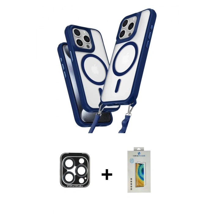 MARSİLYAN™- iPhone 15 Pro Max Kılıf Atlas Doku Koleksiyonu - Siyah Polymer Nano Ekran Koruyucu + PVD Metal Kamera Lens - LT