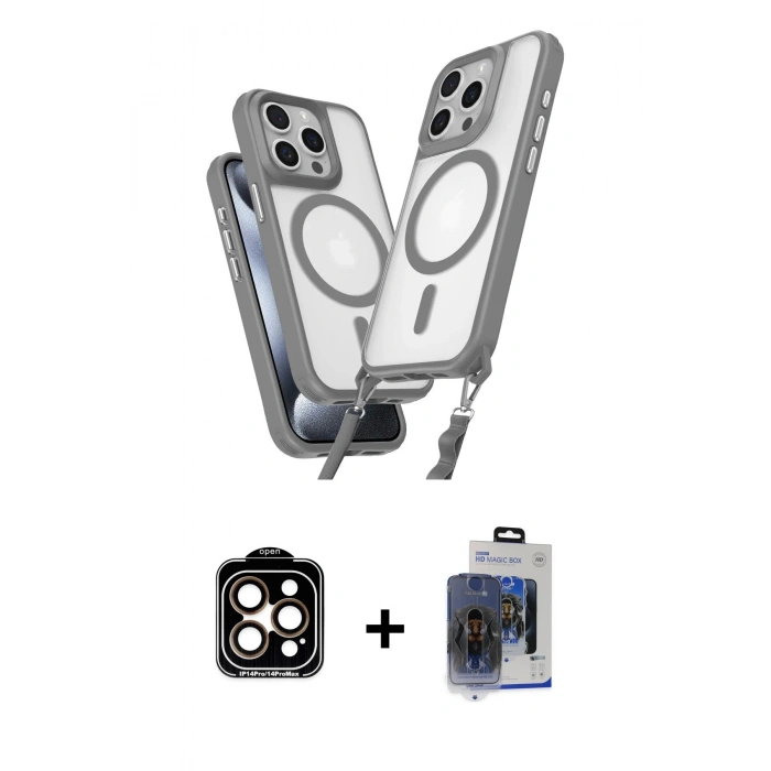 MARSİLYAN™- iPhone 15 Pro Max Kılıf Atlas Doku Koleksiyonu - Siyah Vanessa Magic Cam + PVD Metal Kamera Lens - TU