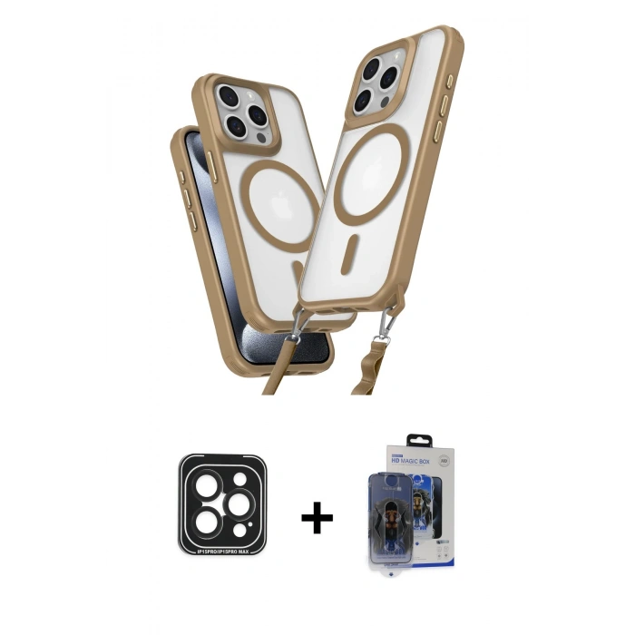 MARSİLYAN™- iPhone 15 Pro Max Kılıf Atlas Doku Koleksiyonu - Siyah Vanessa Magic Cam + PVD Metal Kamera Lens - SH