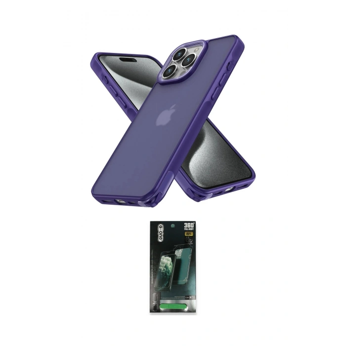 MARSİLYAN™- iPhone 15 Pro Max Kılıf Atlas Form - Şeffaf 360 Full Body Arka Koruyucu