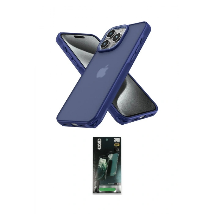 MARSİLYAN™- iPhone 15 Pro Max Kılıf Atlas Form - Şeffaf 360 Full Body Arka Koruyucu
