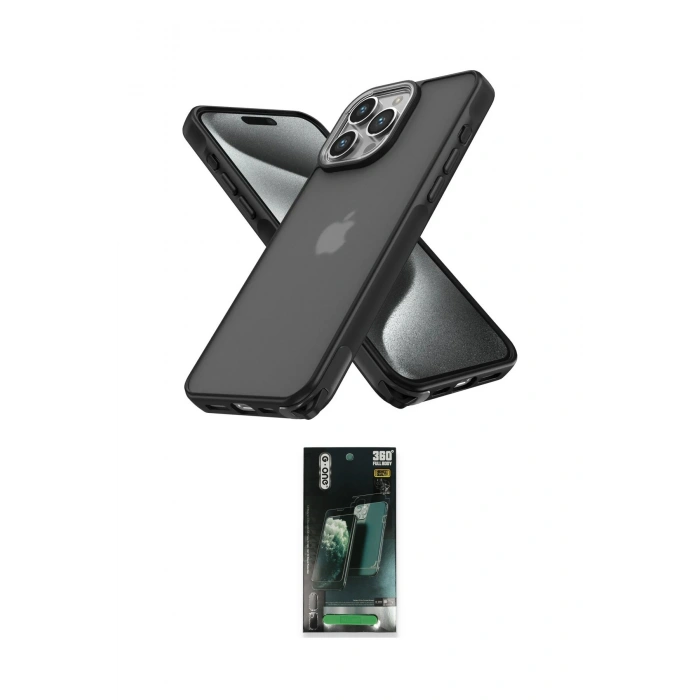 MARSİLYAN™- iPhone 15 Pro Max Kılıf Atlas Form - Şeffaf 360 Full Body Arka Koruyucu