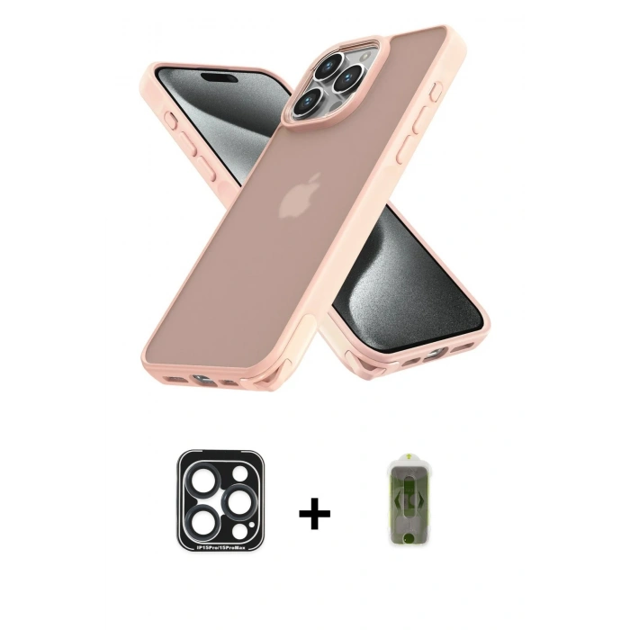 MARSİLYAN™- iPhone 15 Pro Max Kılıf Atlas Form - Siyah Joko Magic 5D Hayalet Cam + PVD Metal Kamera Lens - LT
