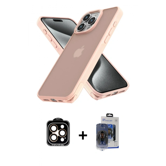 MARSİLYAN™- iPhone 15 Pro Max Kılıf Atlas Form - Siyah Vanessa Magic Cam + PVD Metal Kamera Lens - TU
