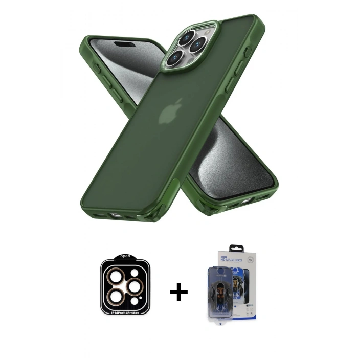 MARSİLYAN™- iPhone 15 Pro Max Kılıf Atlas Form - Siyah Vanessa Magic Cam + PVD Metal Kamera Lens - TU