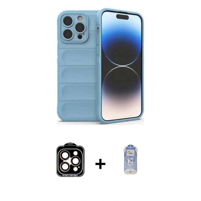 MARSİLYAN™- iPhone 15 Pro Max Kılıf Atlas Koleksiyonu - Siyah Joko Magic 5D Cam + PVD Metal Kamera Lens - TU