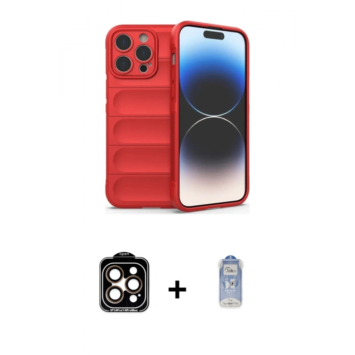 MARSİLYAN™- iPhone 15 Pro Max Kılıf Atlas Koleksiyonu - Siyah Joko Magic 5D Cam + PVD Metal Kamera Lens - TU