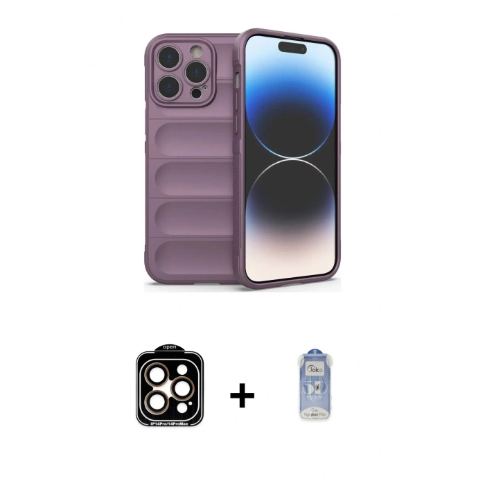 MARSİLYAN™- iPhone 15 Pro Max Kılıf Atlas Koleksiyonu - Siyah Joko Magic 5D Cam + PVD Metal Kamera Lens - TU