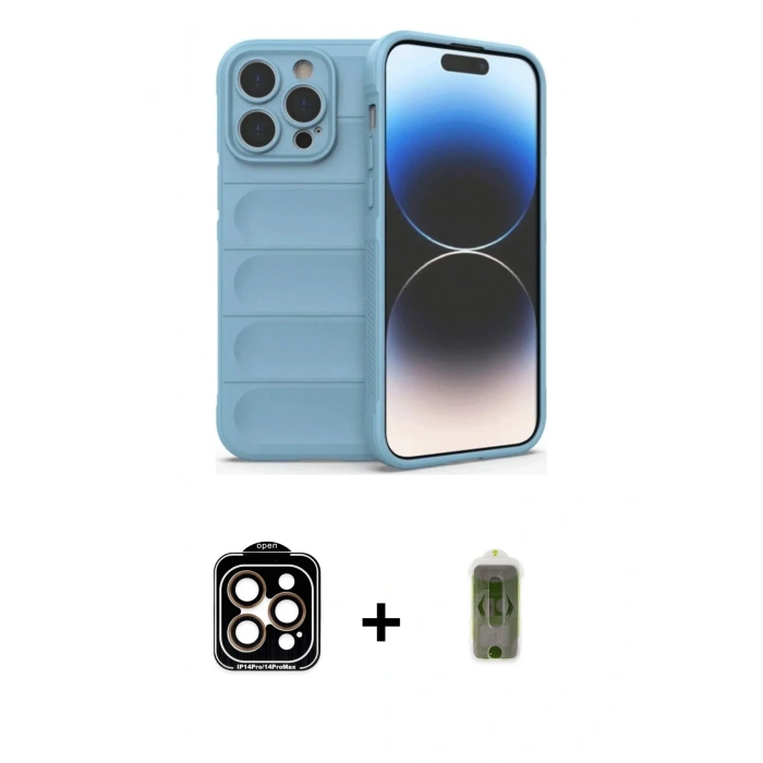 MARSİLYAN™- iPhone 15 Pro Max Kılıf Atlas Koleksiyonu - Siyah Joko Magic 5D Hayalet Cam + PVD Metal Kamera Lens - TU