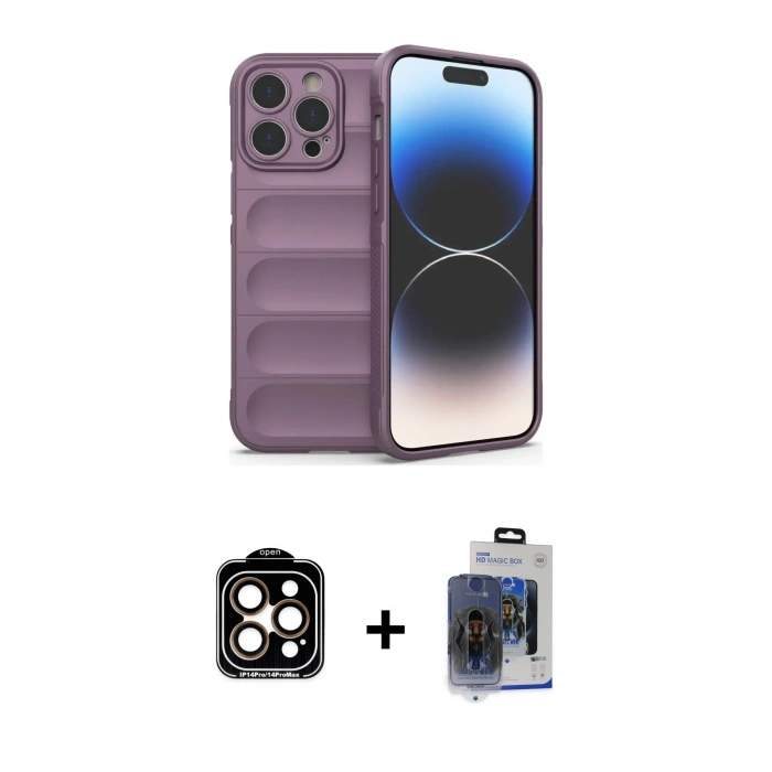 MARSİLYAN™- iPhone 15 Pro Max Kılıf Atlas Koleksiyonu - Siyah Vanessa Magic Cam + PVD Metal Kamera Lens - TU